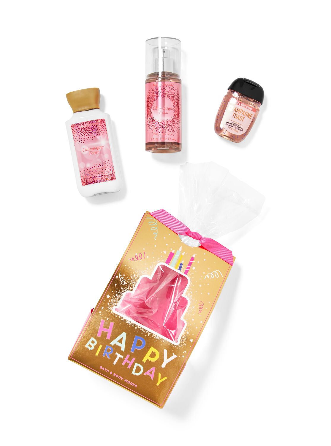 Подарунковий набір Bath and body works - CHAMPAGNE TOAST Mini Gift Set (парфумований спрей для тіла (75 мл), лосьйон для тіла (88 мл), санітайзер (29 мл)