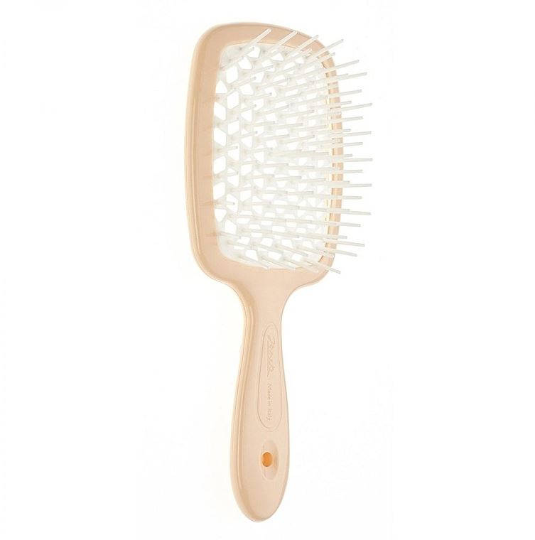 Janeke Superbrush Small - Гребінець для волосся персиковий з білим