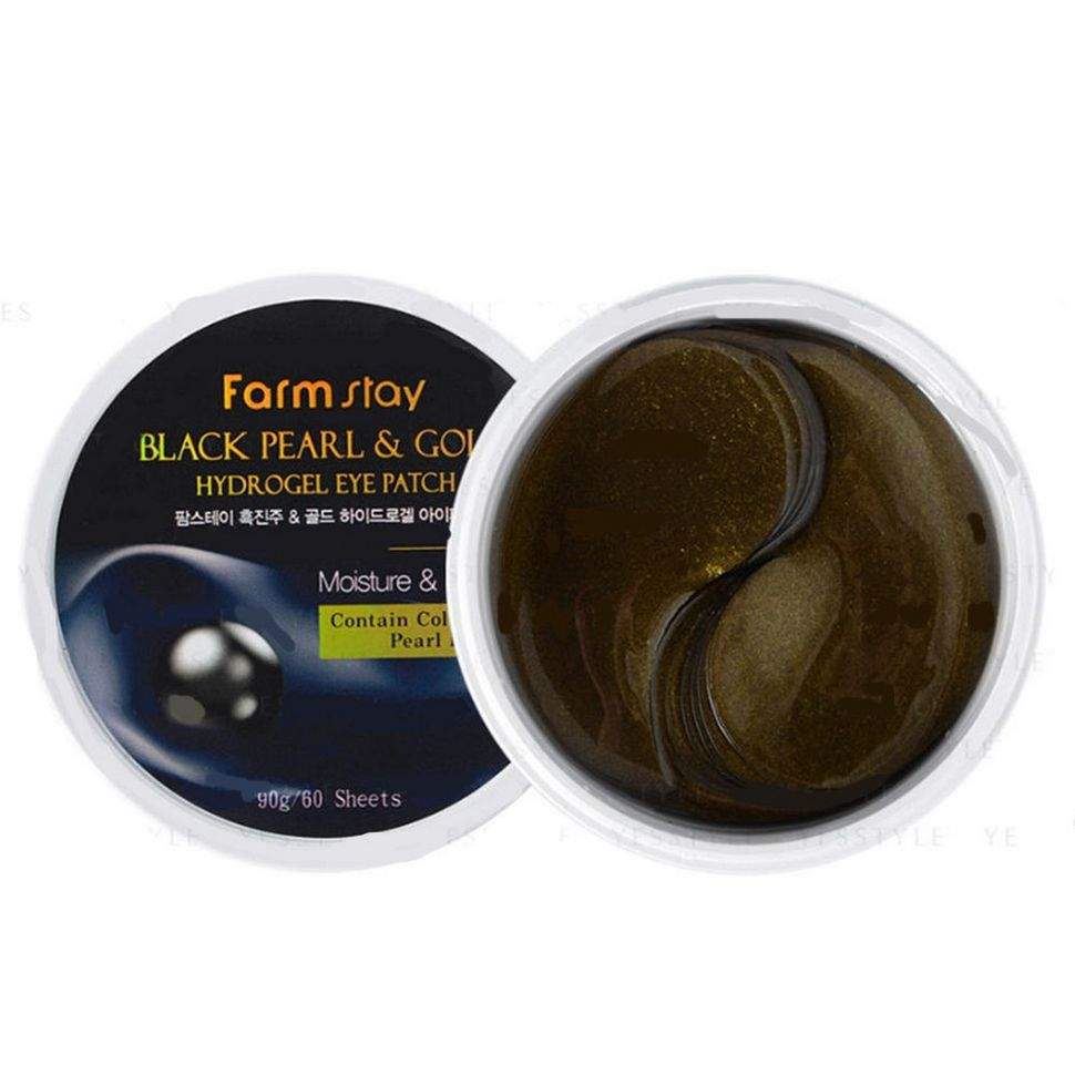 Патчі для очей з чорними перлами Farmstay Black Pearl & Gold Hydrogel Eye Patch -60шт