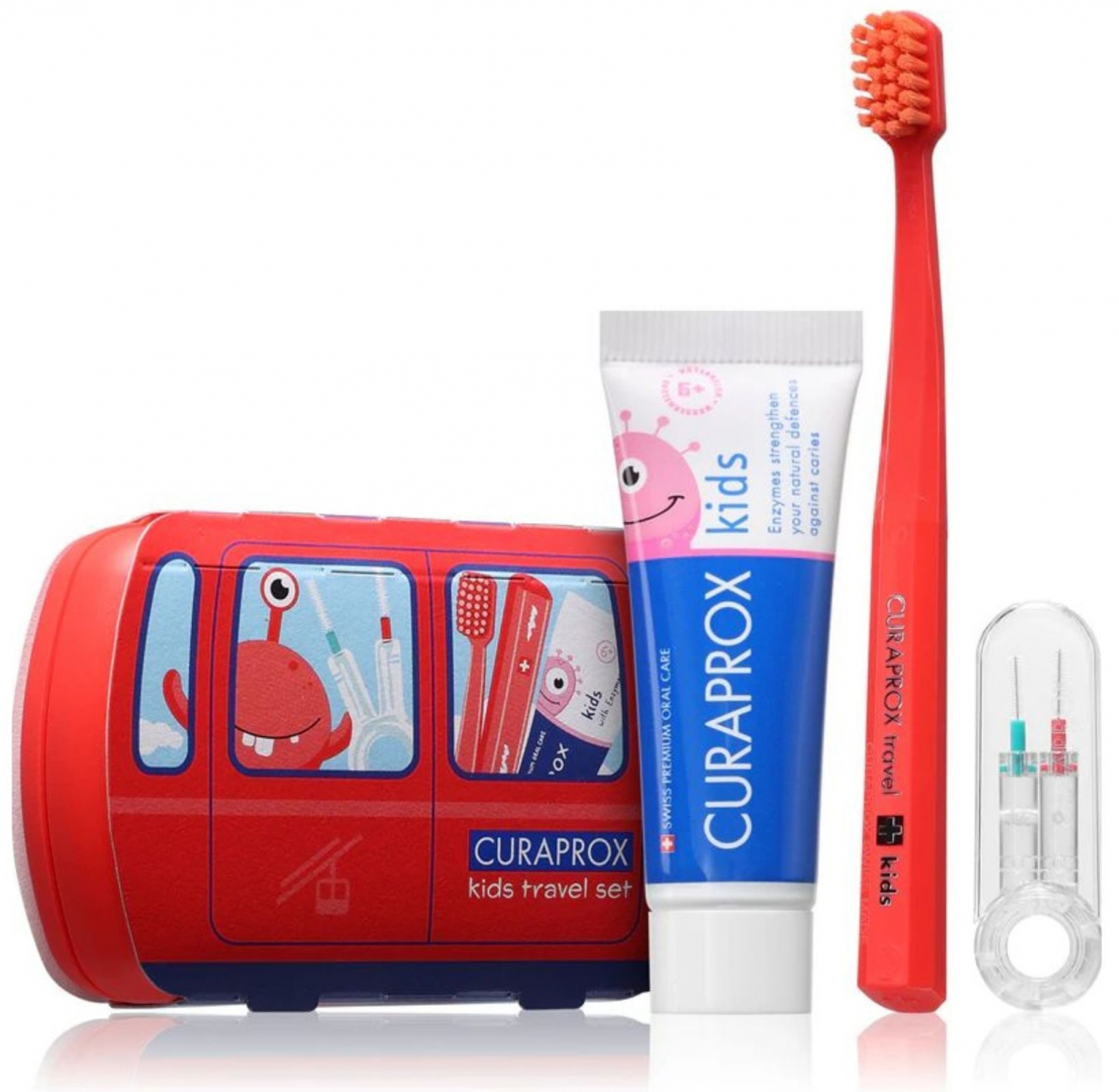 Curaprox kids set дорожній набір червоний