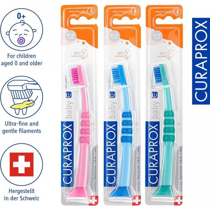 Curaprox Дитяча зубна щітка Baby від 0 міс до 4 років Curakid з гумованою ручкою