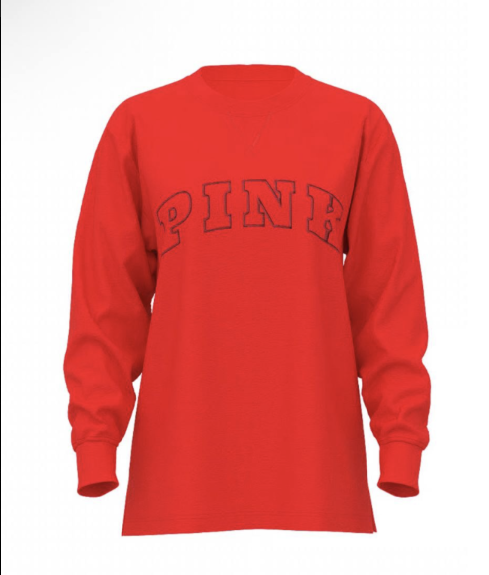 Червоний світшот з логотипом Pink від бренду Victoria's Secret Campus Cotton Tee Size M