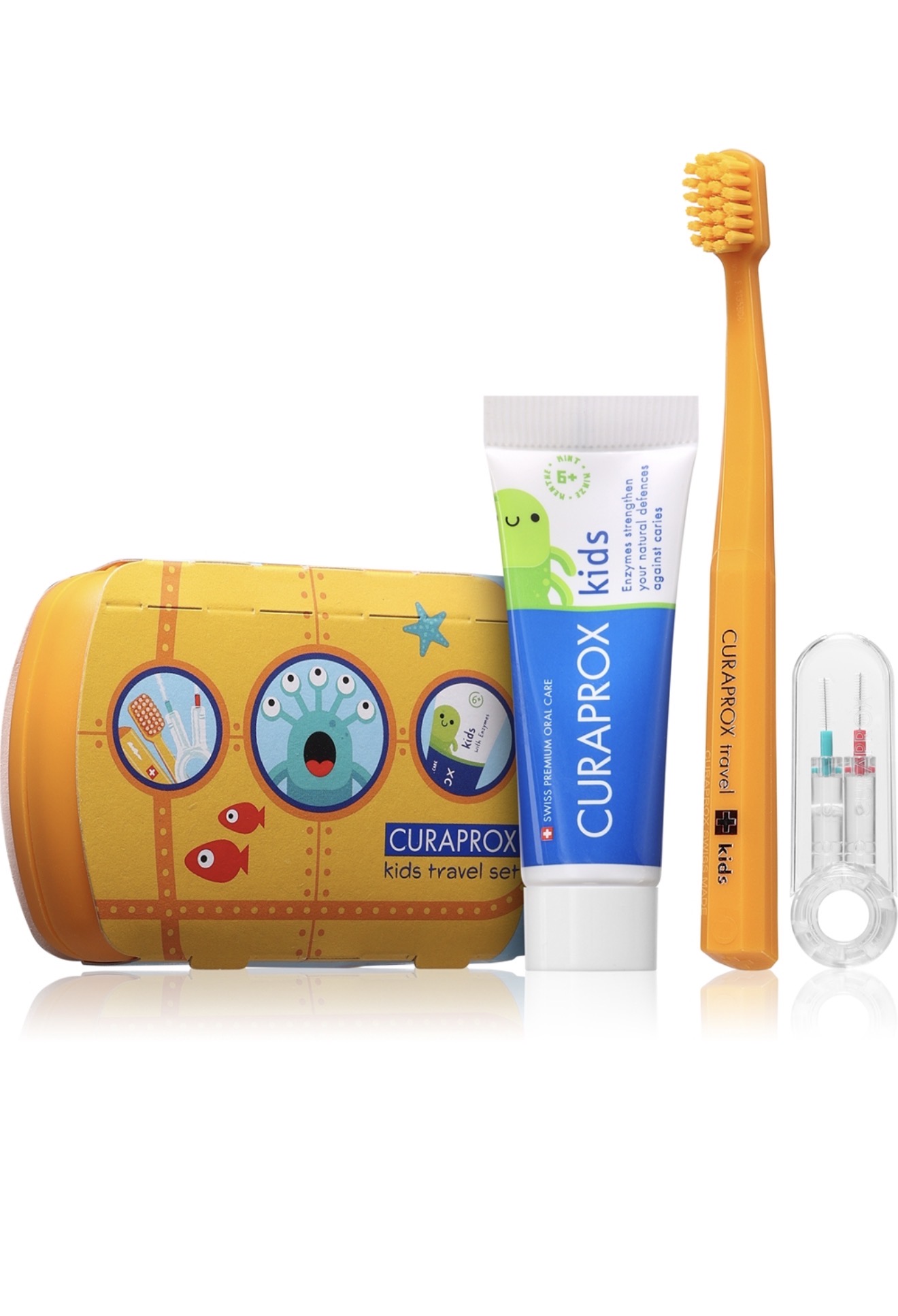 Curaprox kids set дорожній набір помаренчевий