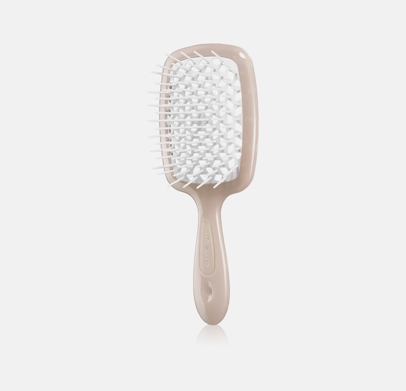 Janeke Superbrush Small - Гребінець для волосся бежева з білим