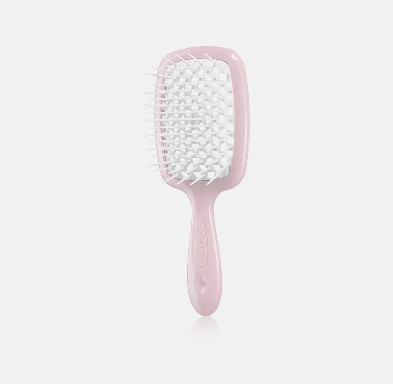 Janeke Superbrush Small - гребінець для волосся ніжно рожевий з білим