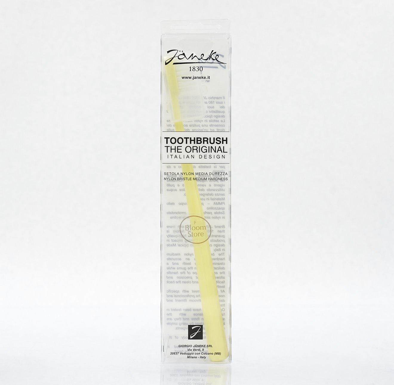 Janeke Toothbrush Medium - зубна щітка середня ступінь жорсткості Жовта