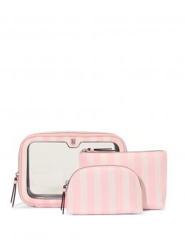 3в1 косметичка Victoria’s Secret Piece Makeup Bag - Heritage Stripe/ рожева смужка