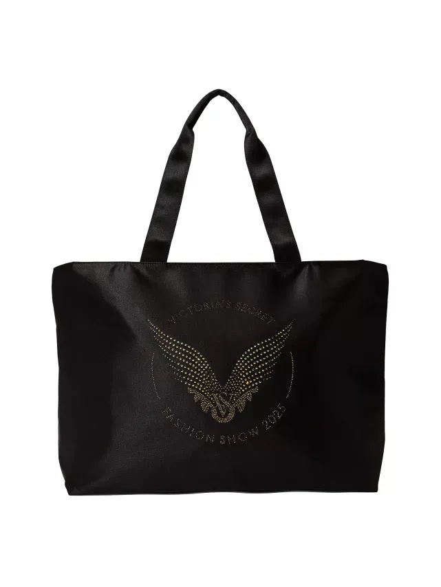 Нейлонова сумка-шопер чорна Victoria's Secret Fashion Show Tote Bag з крилами