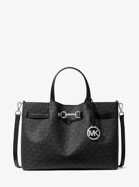 Сумка сіра з лого MICHAEL KORS Carson Medium Signature Logo Satchel