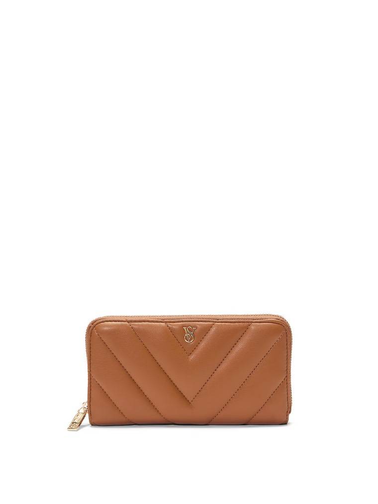 Victoria`s Secret гаманець Large Wallet with Zip Brown колір - світло-коричневий, матеріал - еко шкіра