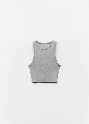 Zara топ в рубчик колір - сірий, розмір - S