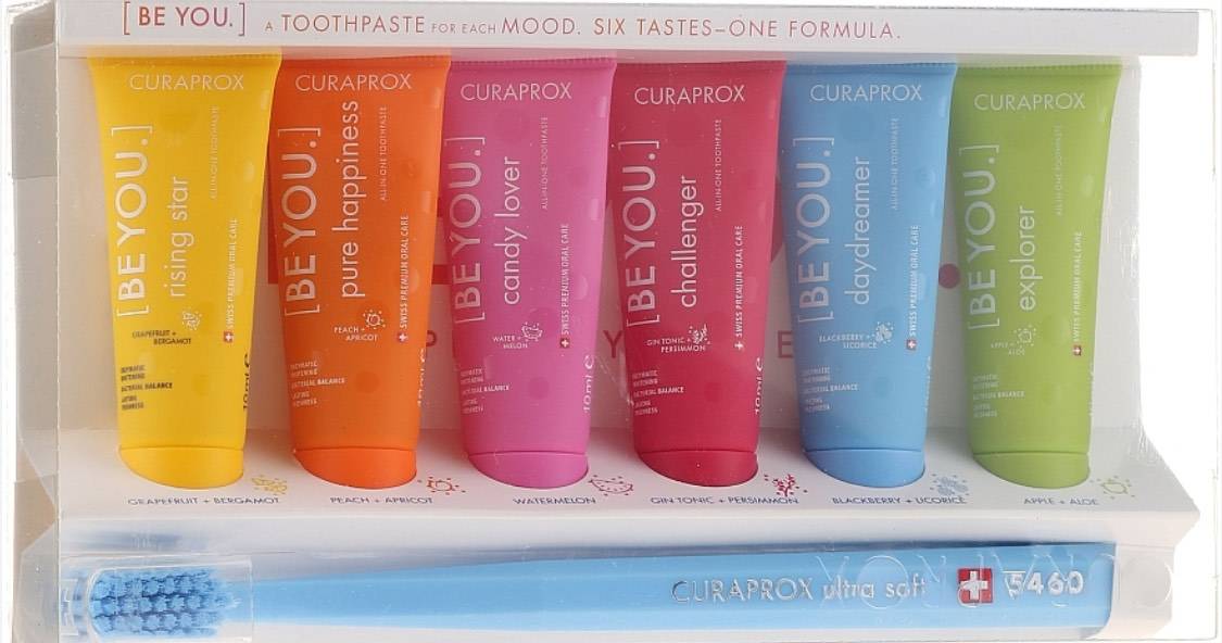 Набір Curaprox Be You зубна щітка + 6 паст по 10 ml