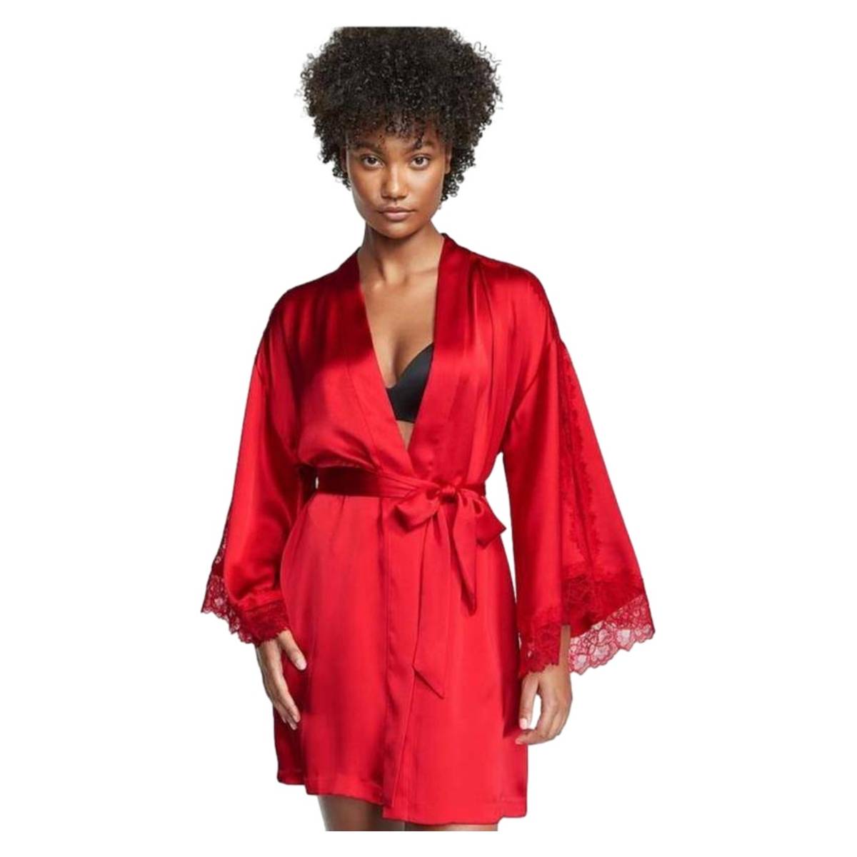 Халат Victoria Secret Satin Lace Inset Robe Lipstick M/L червоний