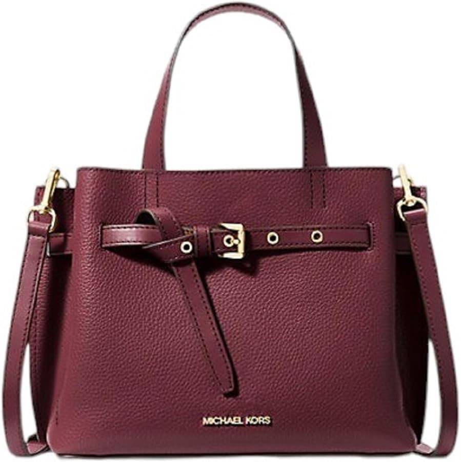 Michael Kors Сумка Emilia Small Pebbled Leather Satchel Бордова з пряжкою