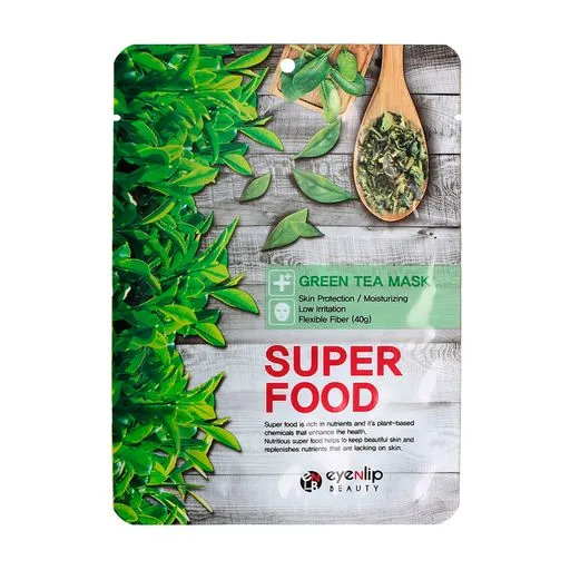 Тканинна маска для обличчя Eyenlip Super Food Green Tea Mask Зелений чай, 23 мл