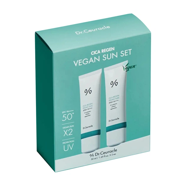 Набір сонцезахисних кремів з центелою Dr.Ceuracle Cica Regen Vegan Sun Set DUO, 2 в 1