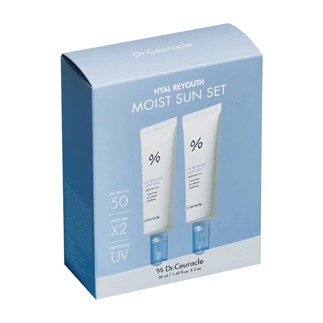 Набір зволожуючих сонцезахисних кремів SPF 50+/PA++++ 2 в 1 Dr.Ceuracle Hyal Reyouth Moist Sun Duo Set, 2 в 1