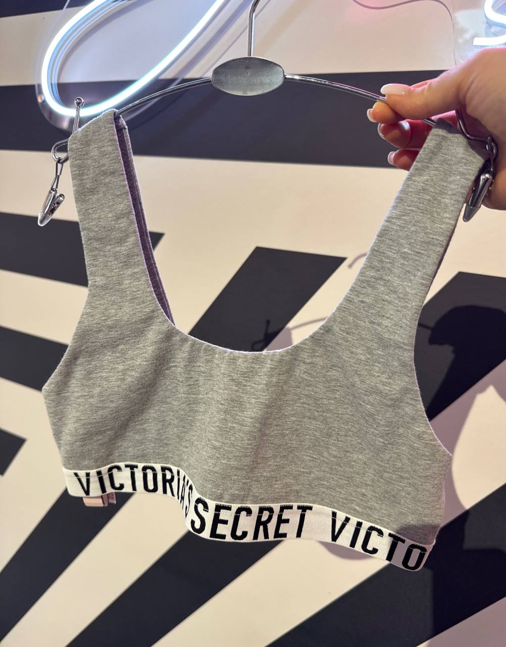 Топ котоновий Victoria's Secret cotton sport bra сірий Xs