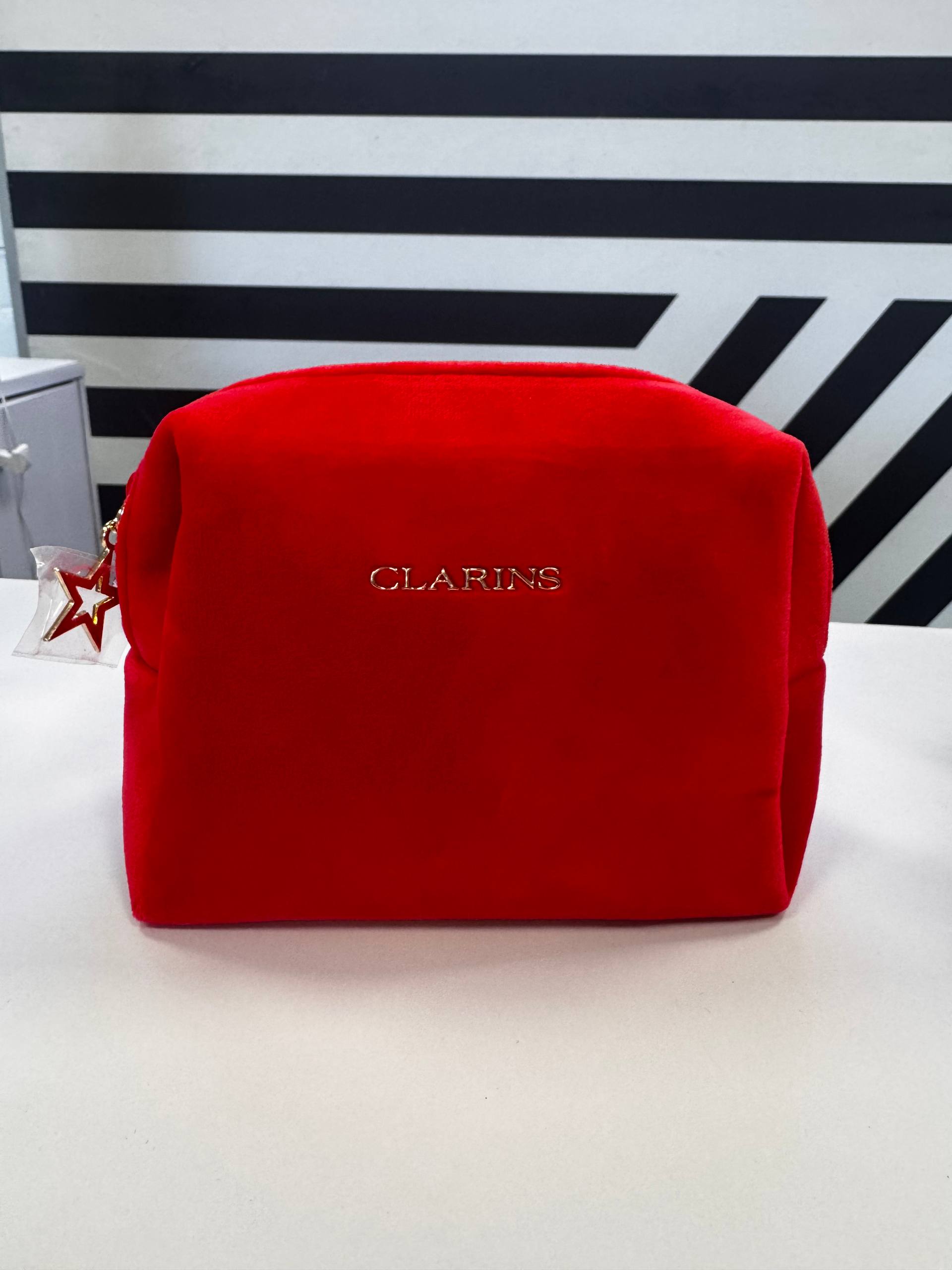 Clarins косметичка червона бархатна