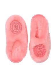 Victoria's Secret Домашні Тапочки Closed-Toe Faux Fur Slipper Розмір: L, рожеві пухнасті, зверху лого