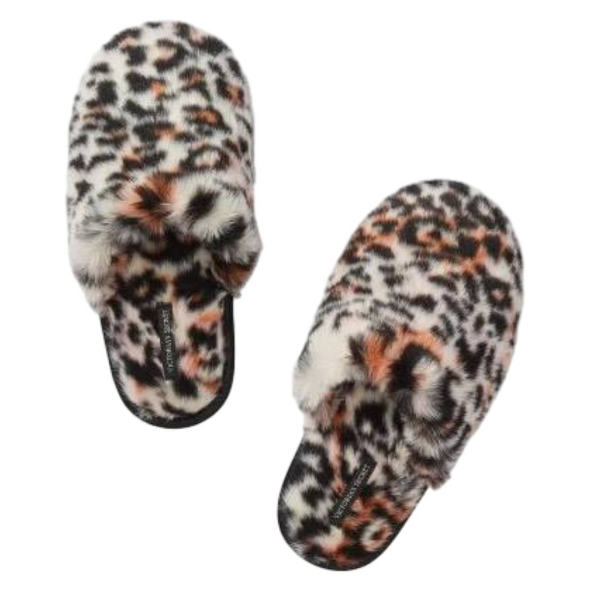 Victoria's Secret Домашні Тапочки Closed-Toe faux Fur slipper Розмір: S Леопардові