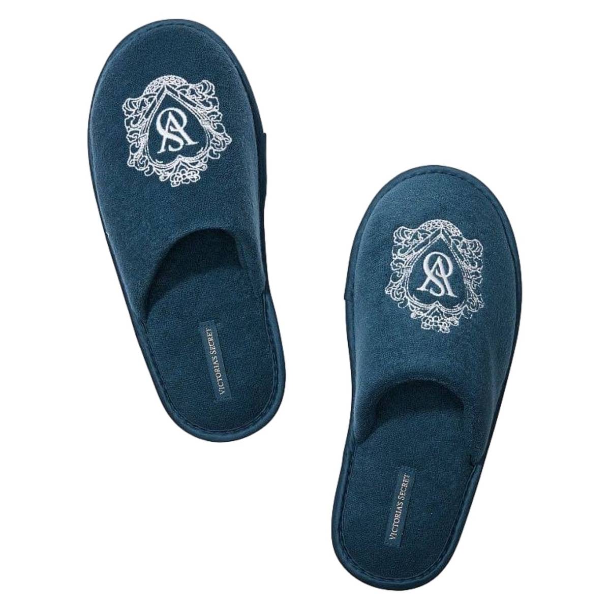 Victoria's Secret Домашні Тапочки з закритим носком Terry Slippers Сині зверху біле лого Size: S