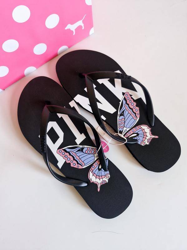 В'єтнамки Victoria's Secret Pink Flip Flops Black Butterfly US: 5 EUR: 36