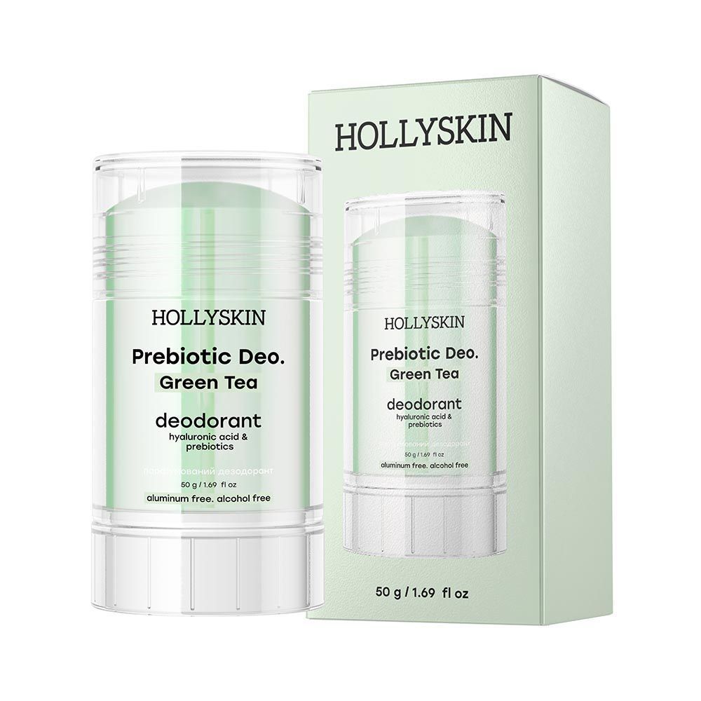 Hollyskin Парфумований дезодорант Prebiotic Deo Green Tea з гіалуроновою кислотою і пребіотиками 50g