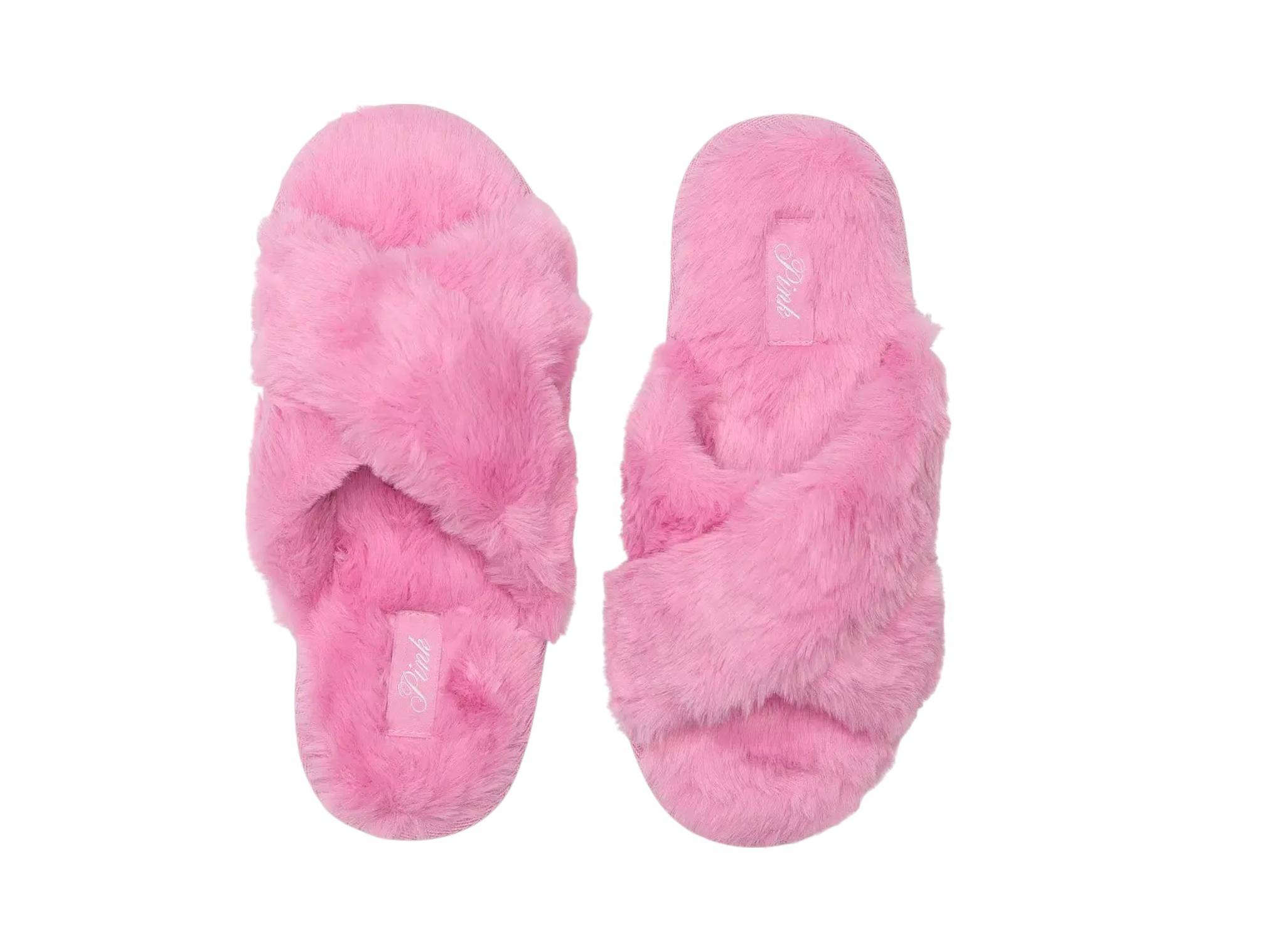 Капці домашні Pink пухнасті з відкритим носком, колір - рожевий, розмір S