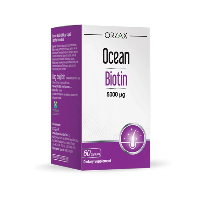 Дієтична добавка з Біотином для волосся, шкіри та нігтів Orzax Ocean Biotin 5000 мкг, 60 капсул