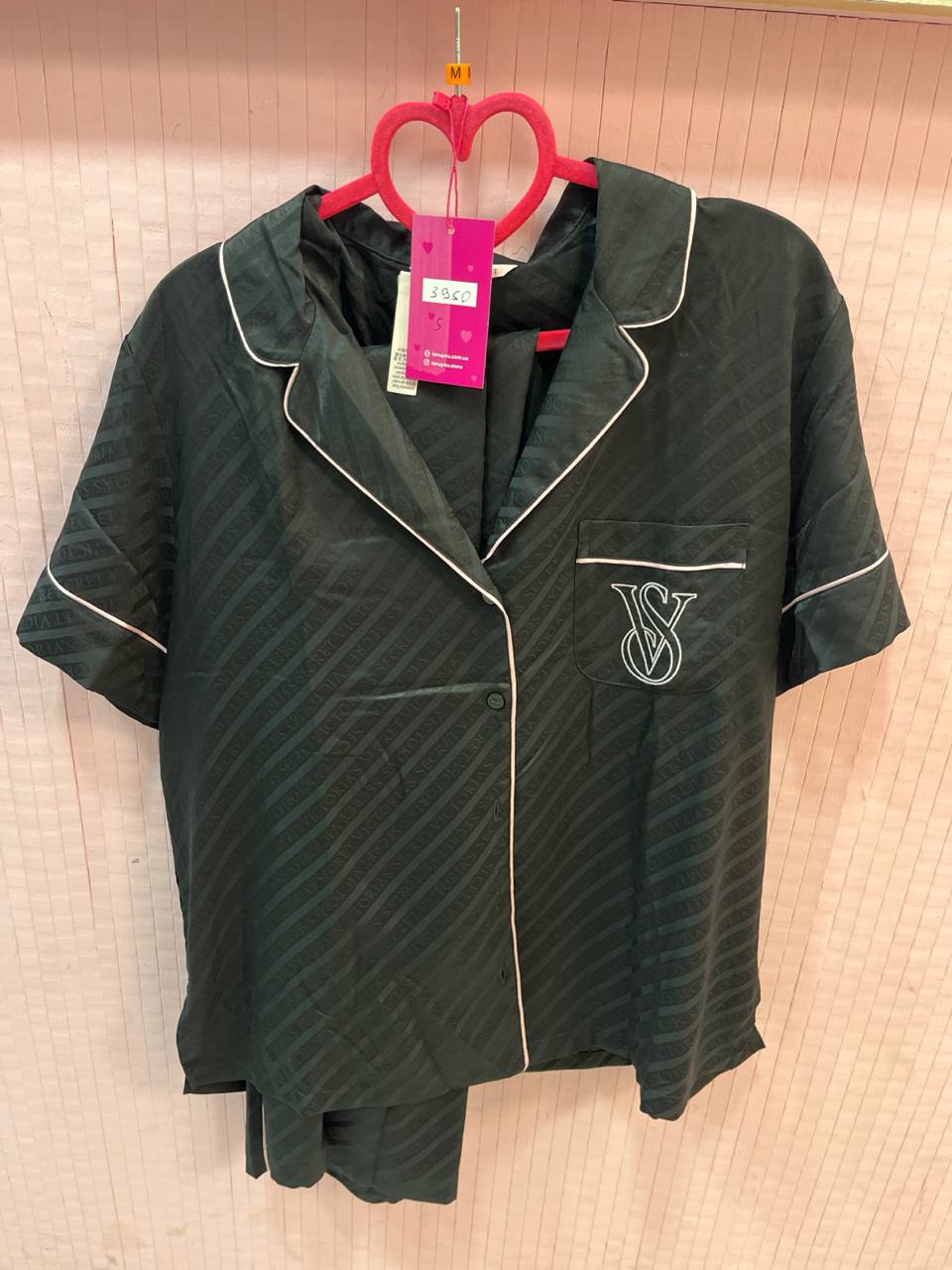 Піжама Victoria's Secret Satin Long Pajama Set сатинова Чорна M regular