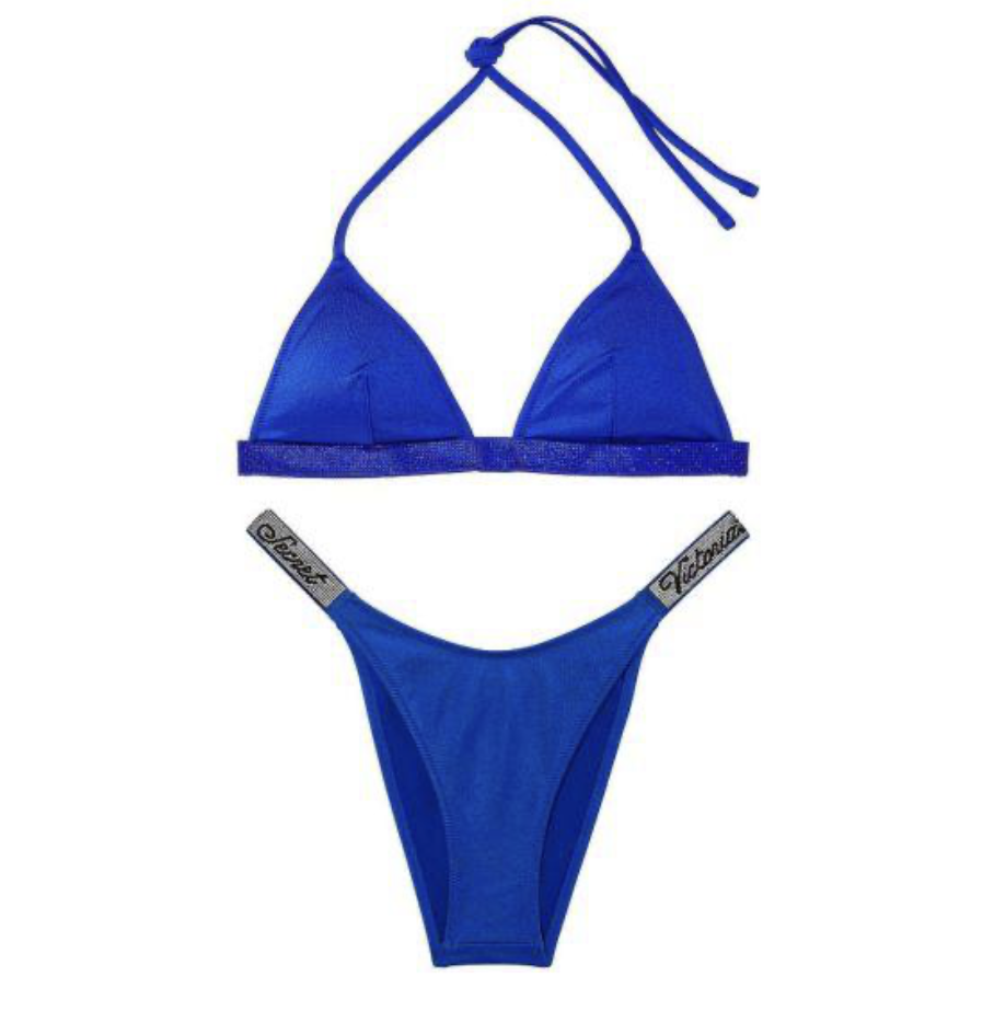 Синій купальник зі стразами Victoria's Secret Shine Strap Triangle Size M