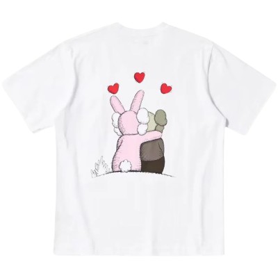 Uniqlo футболка KAWS+WARHOL колір - білий, принт - зайчики на спині, розмір - M