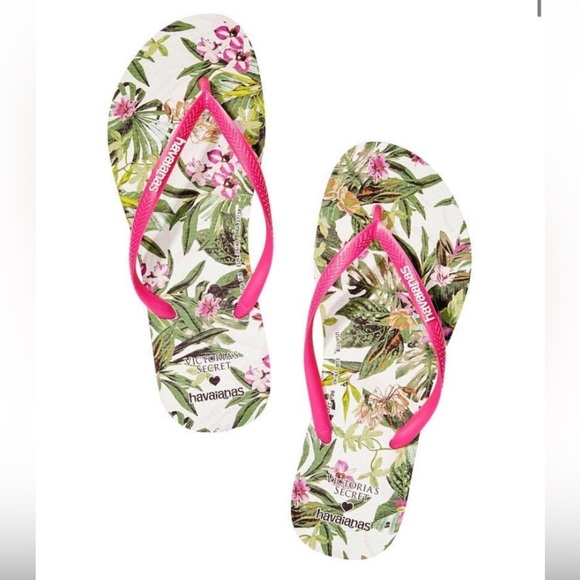 Victoria`s secret в'єтнамки пляжні біло-рожеві візерунок - гаваї, розмір 36, white/pink flux havaianas
