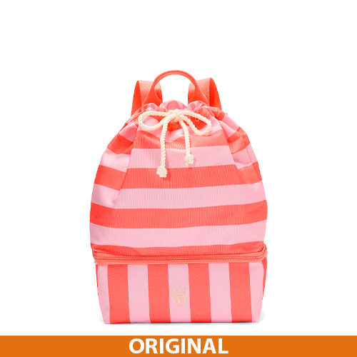 Victoria`s Secret Рюкзак кулер, холодильник у смужку Beach Cooler Bag колір - кораловий та рожевий