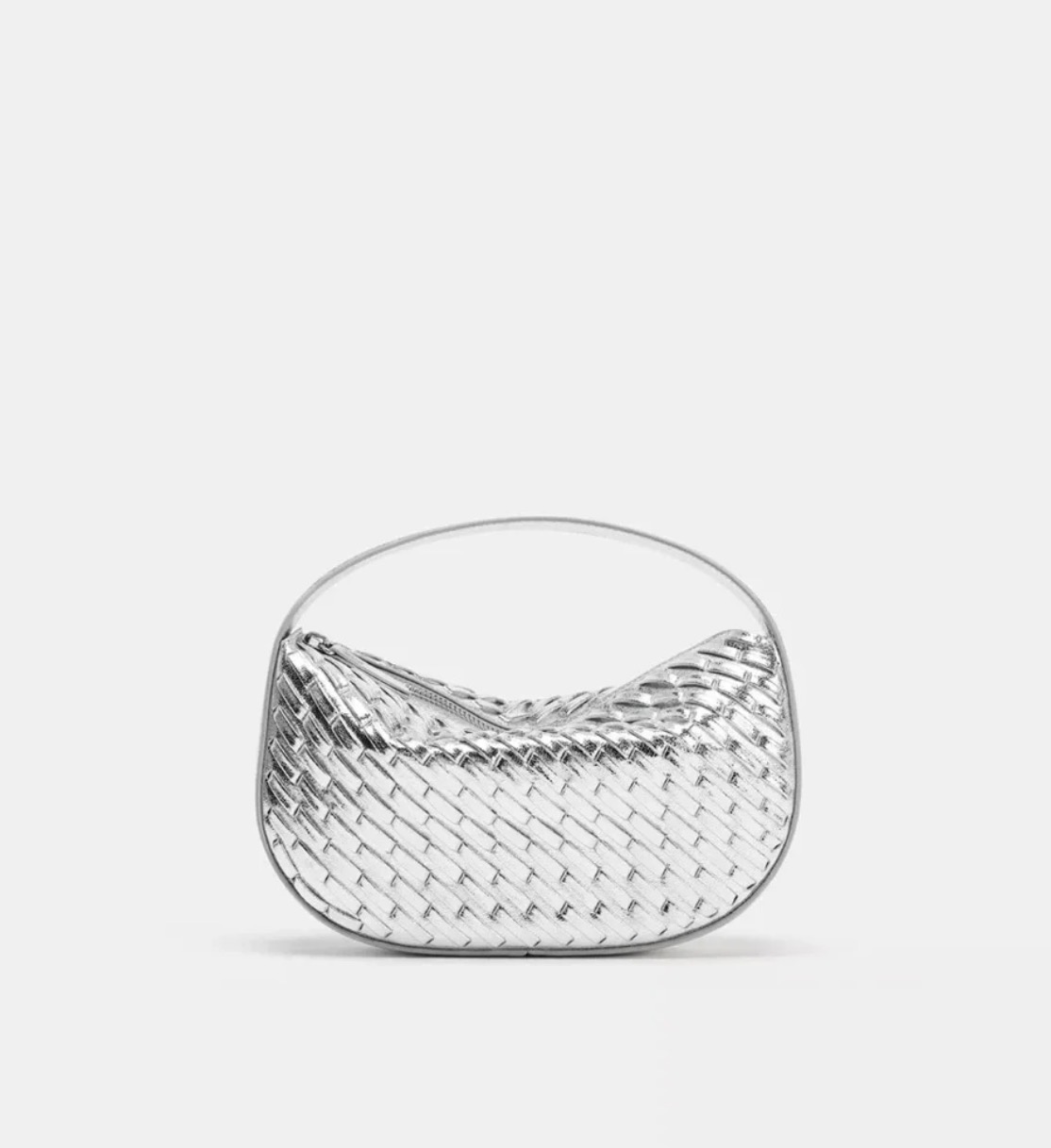 Zara сумка срібляста braided-effect handbag
