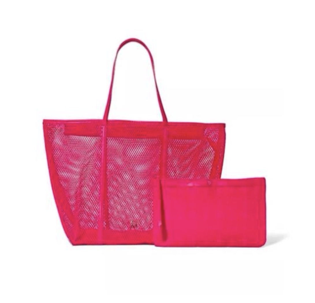 Сумка рожева з косметичкою Victoria’s Secret Mesh Tote Pouch Set Pink