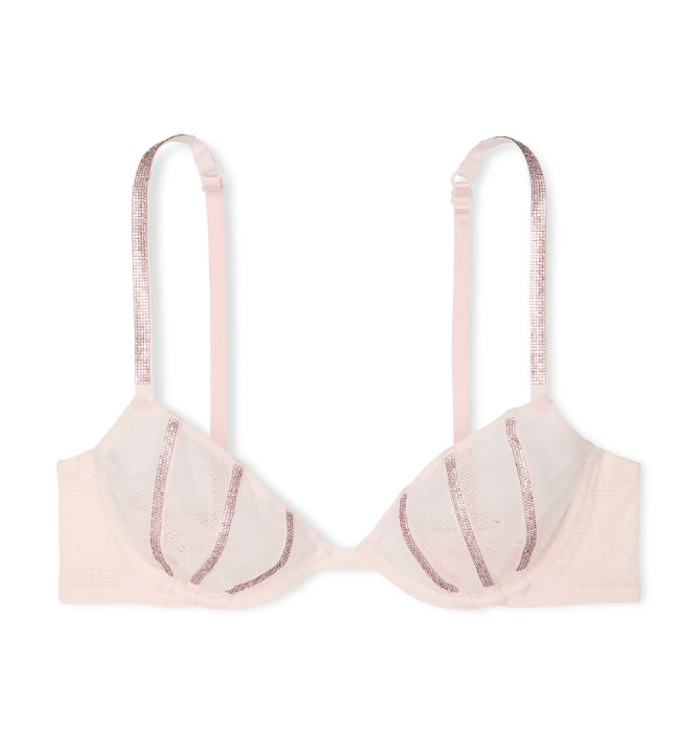 Бюст ніжно-рожевий Very Sexy Sheer Shine Unlined Low-Cut Demi Bra Victoria's Secret Size 34D