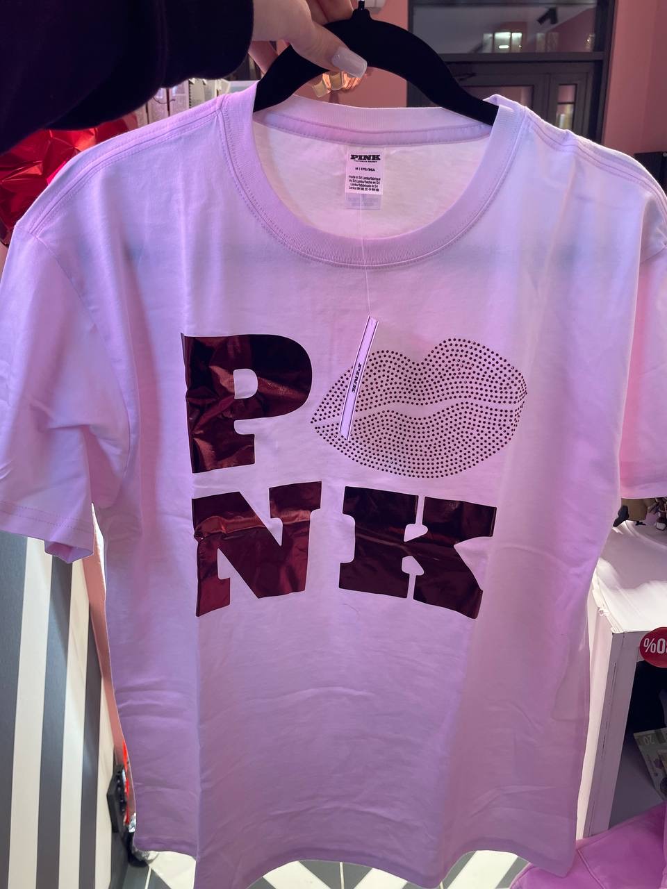 Жіноча рожева футболка з логотипом Pink від бренду Victoria's Secret Campus Cotton Tee Size M