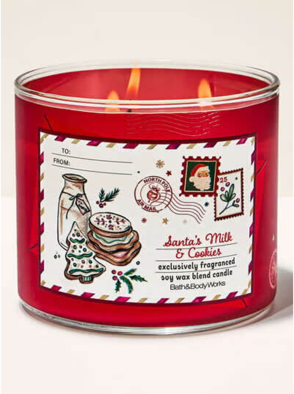 3-х гнітова свічка Bath and Body Works - Santa’s Milk Cookies