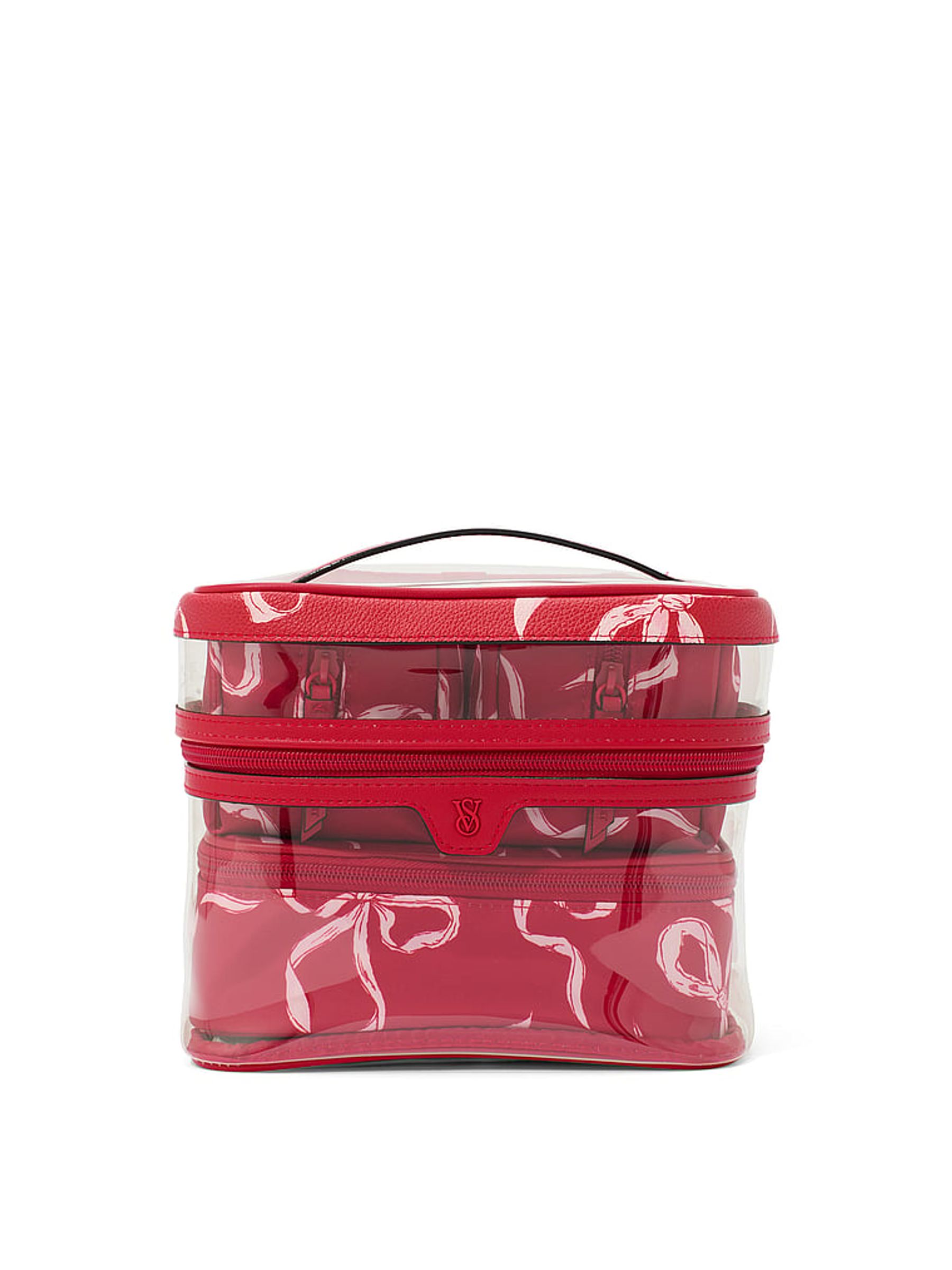 Набір косметичок червона з бантиками 4в1 Victoria`s Secret Lipstick Red Bows 4In1 MakeUp Bag