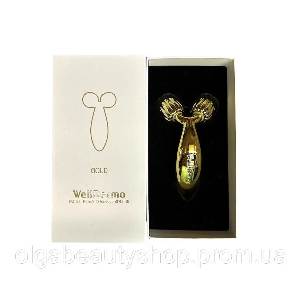 Компактний роликовий масажер для підтяжки обличчя WELLDERMA Face Lifting Compact Roller Gold