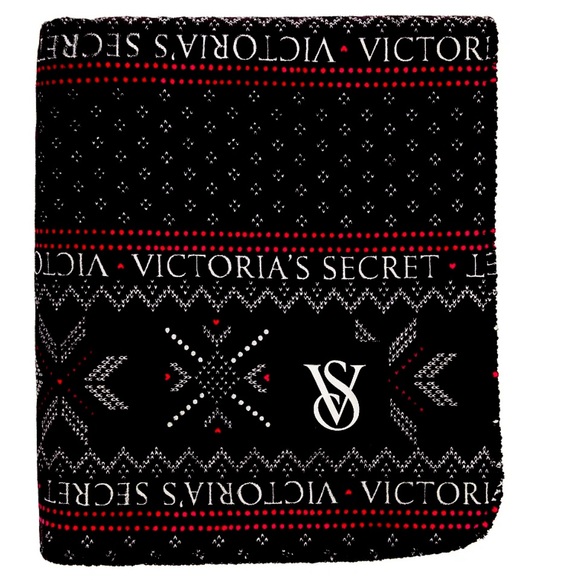 Плед-покривало Victoria's Secret HOLIDAY SHERPA BLANKET Black Red Fair