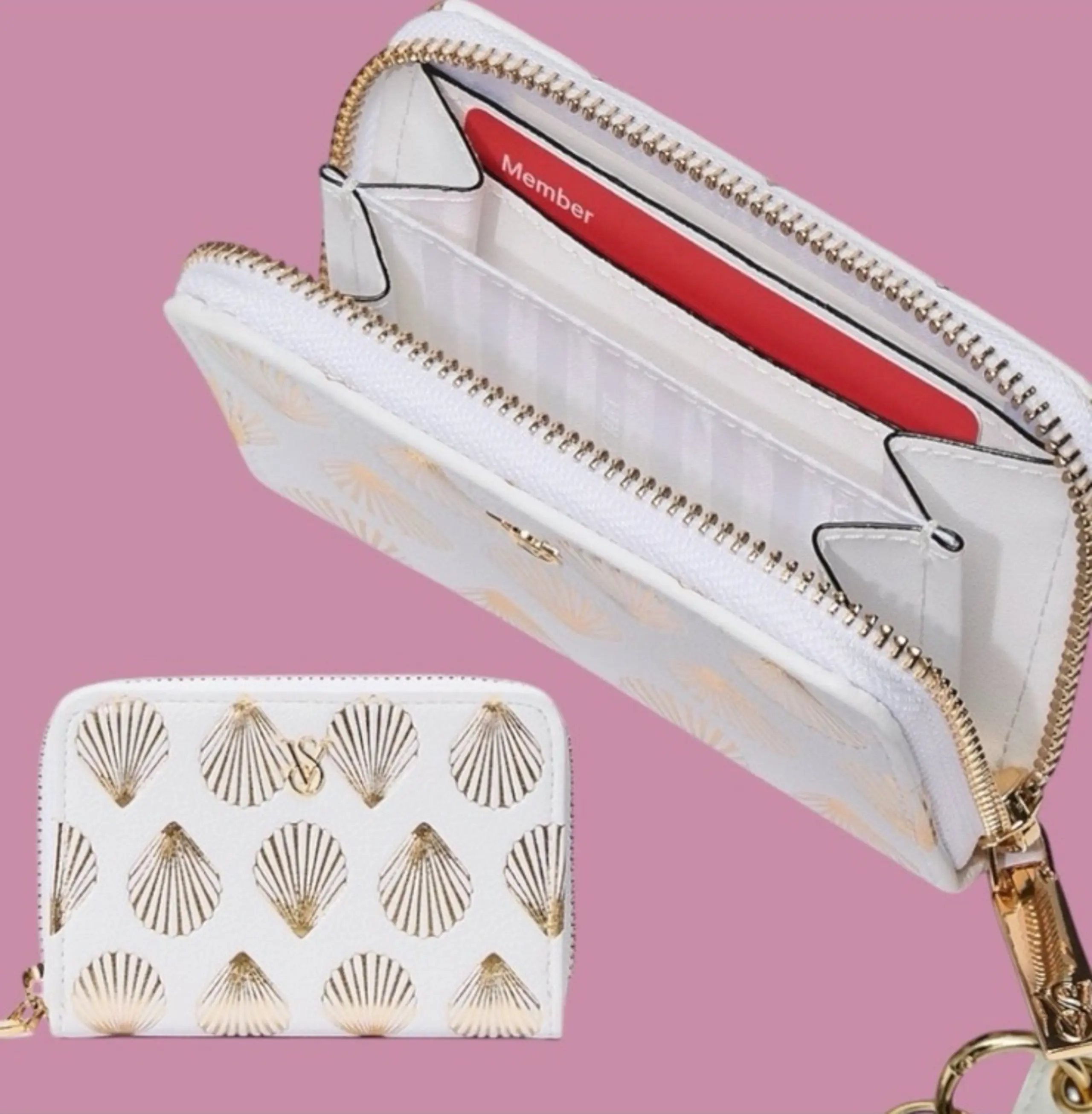 Гаманець Victoria's Secret білого кольору з золотистим принтом zipper Small wallet Sea Shells Gold