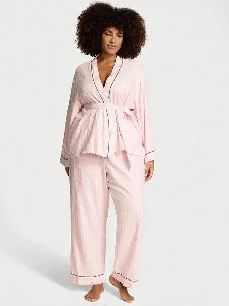 Піжама фланелева рожева смужка на запах Victoria´s Secret M regular