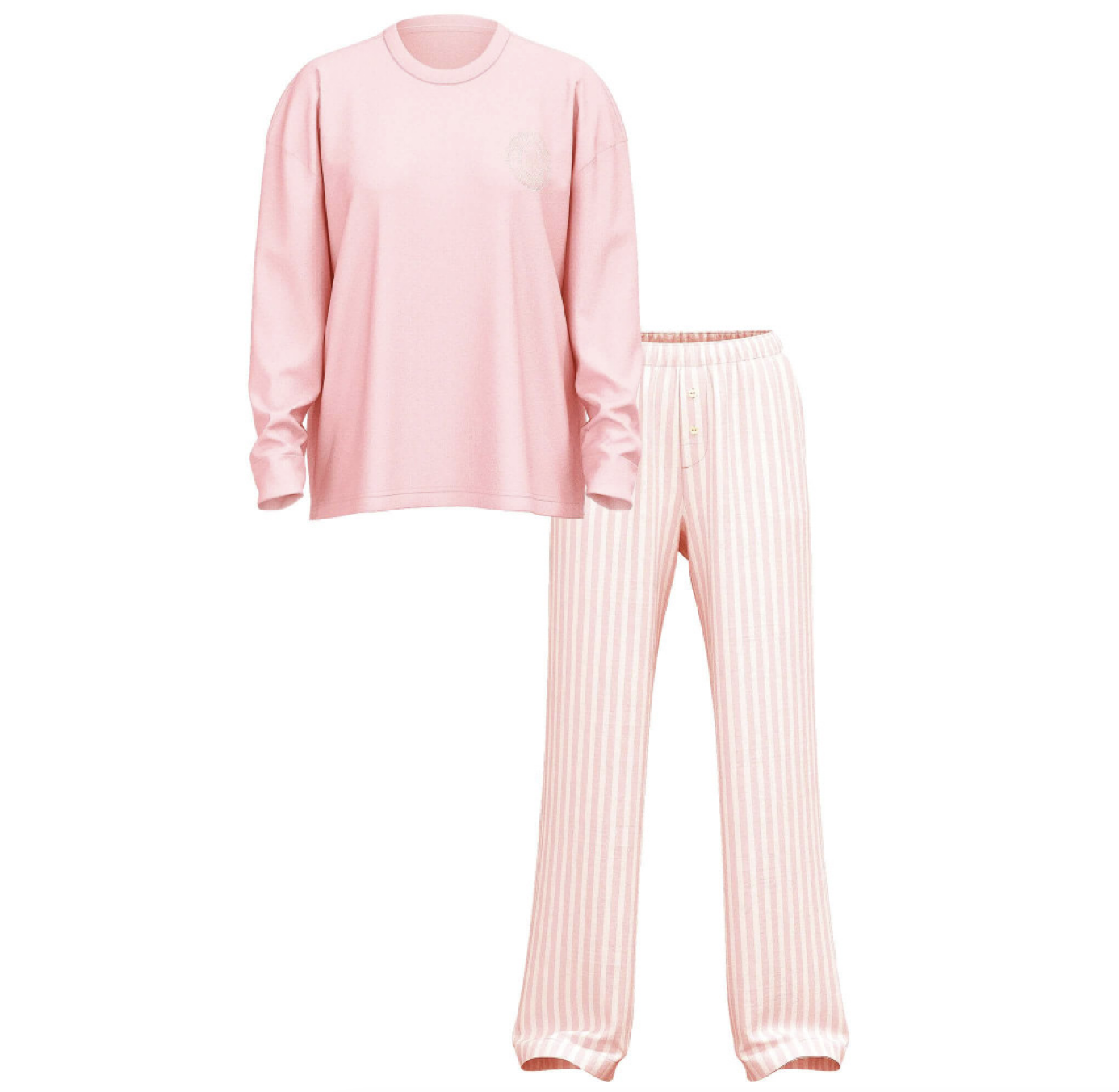 Піжама Victoria's Secret Flannel Long-Sleeve Tee-Jama Set рожева в смужку M