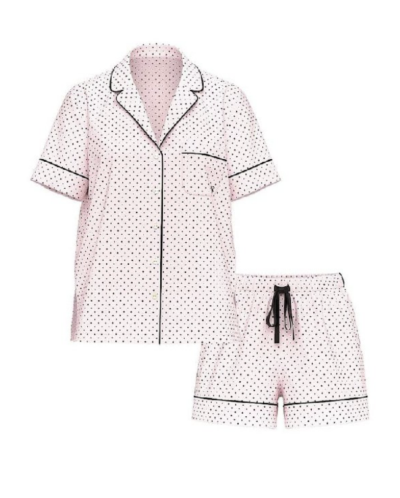 Піжама котон в горошок шорти Victoria's Secret Angel Pink Dot Cotton Short Pyjama Set Size S