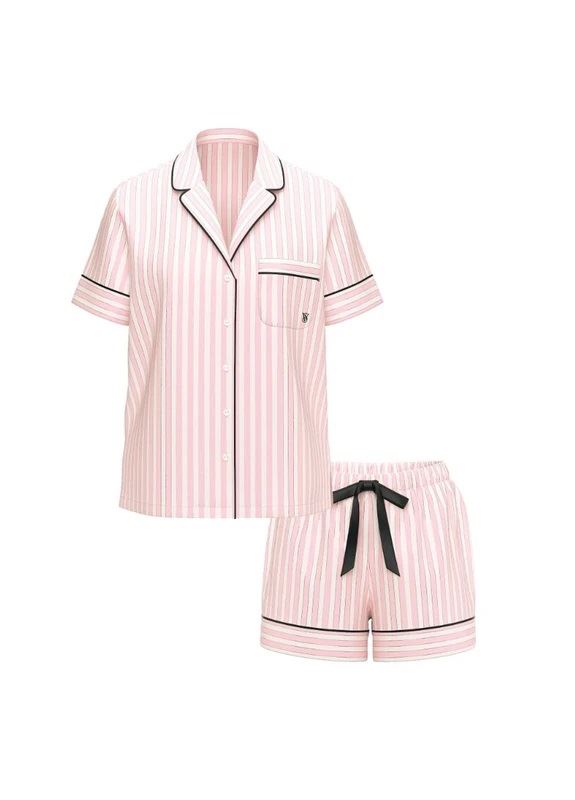 Фланелева піжама рожева Victoria’s Secret Short Pajama Set розмір XL
