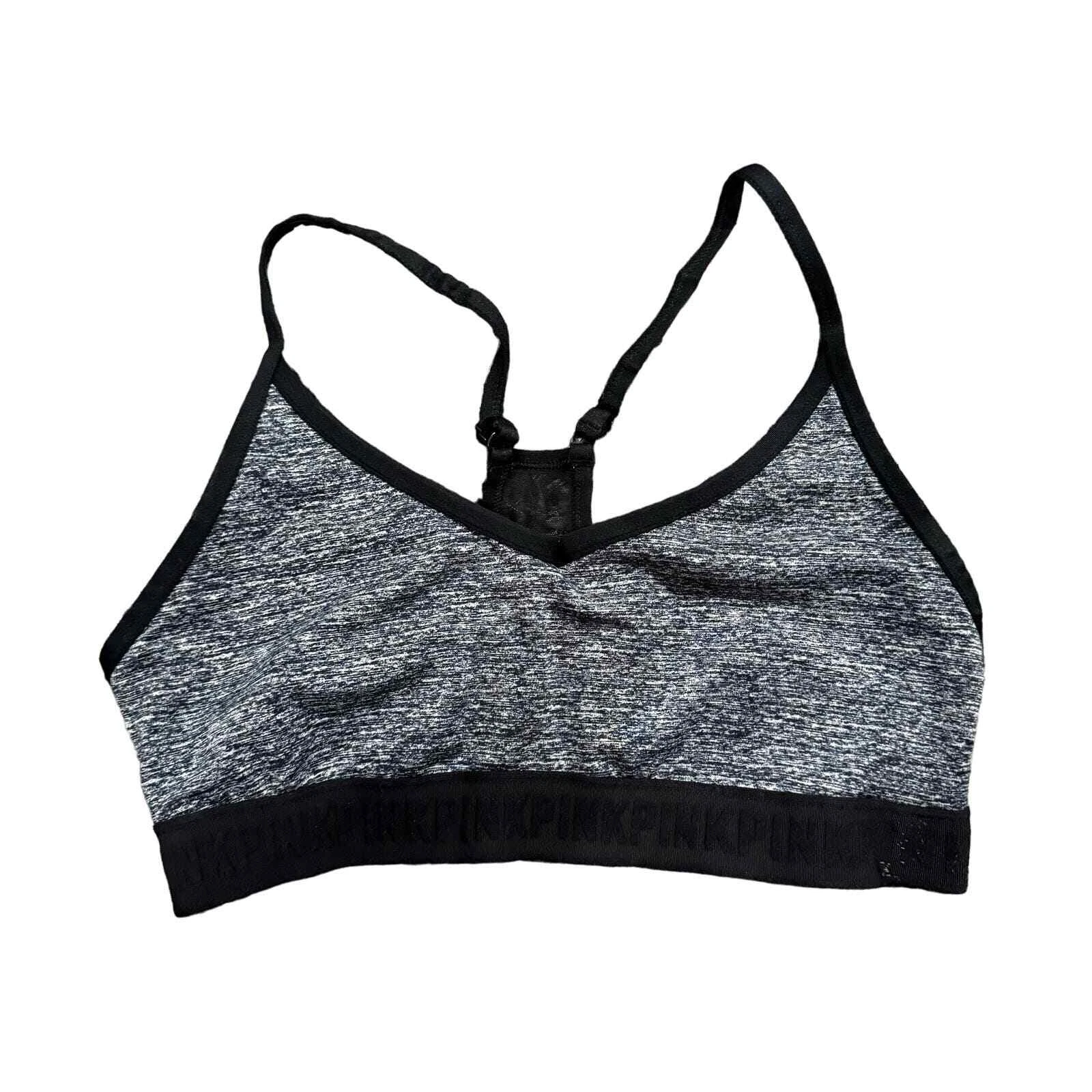 Спортивний топ Vs Pink Ultimate Lightly-Lined sports bra pure black and grey marl розмір М сірий графіт чорна резинка Pink