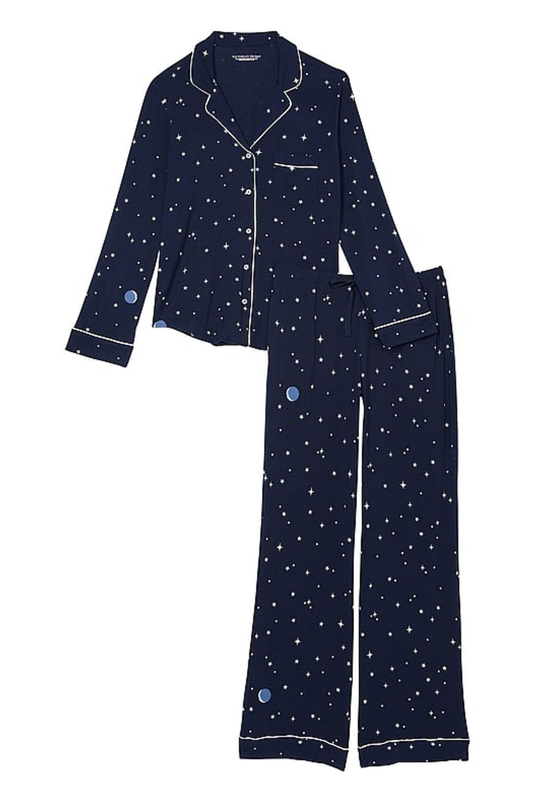 Піжама темно-синя Modal Long Pajama Set Victoria's Secret Stars розмір XS long